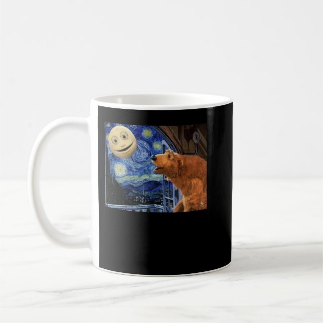 Caneca De Café Urso na grande casa azul com a aula noturna Starry (Esquerda)