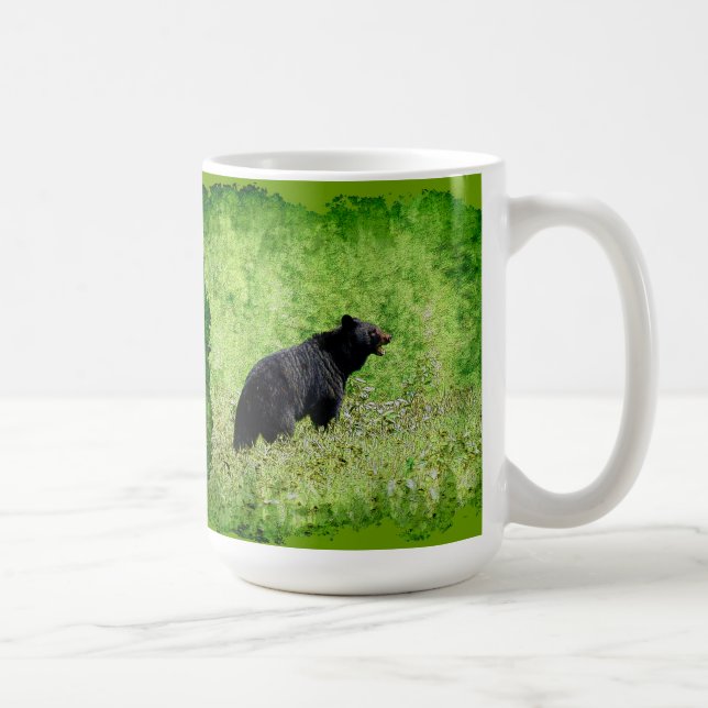 Caneca De Café Urso Negro Andando em Arte Grass (Direita)