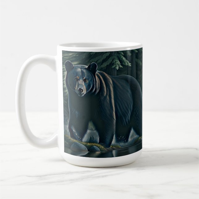 Caneca De Café Urso Negro Majestoso Da Floresta Norte (Esquerda)