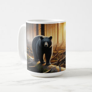 Caneca De Café Urso Negro na Cena da Floresta