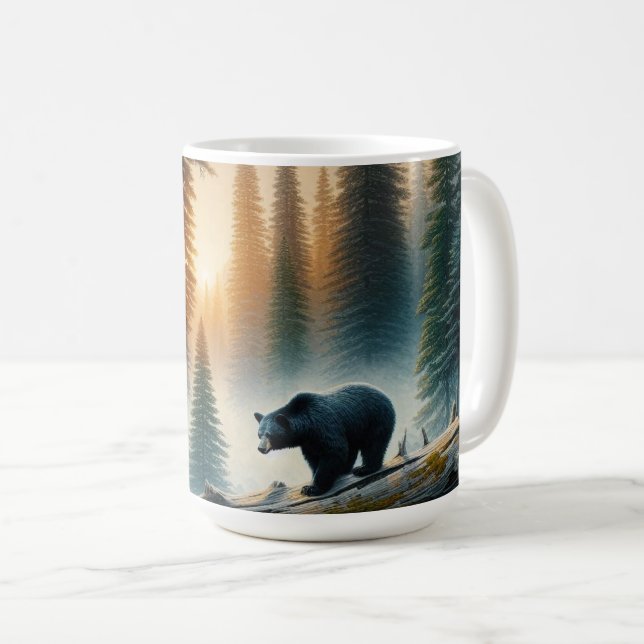 Caneca De Café Urso Negro na Floresta (Frente Esquerda)