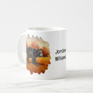 Caneca De Café Urso Negro na Floresta do outono