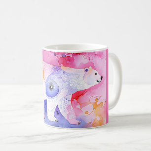 Caneca De Café Urso Nórdico em Aquarela