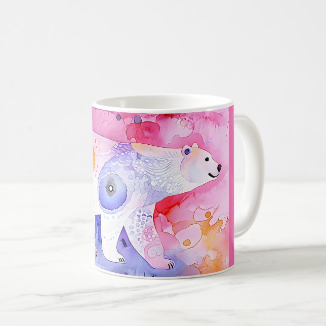 Caneca De Café Urso Nórdico em Aquarela (Frente Esquerda)