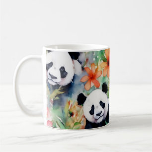 Caneca De Café Urso Panda de Aquarela