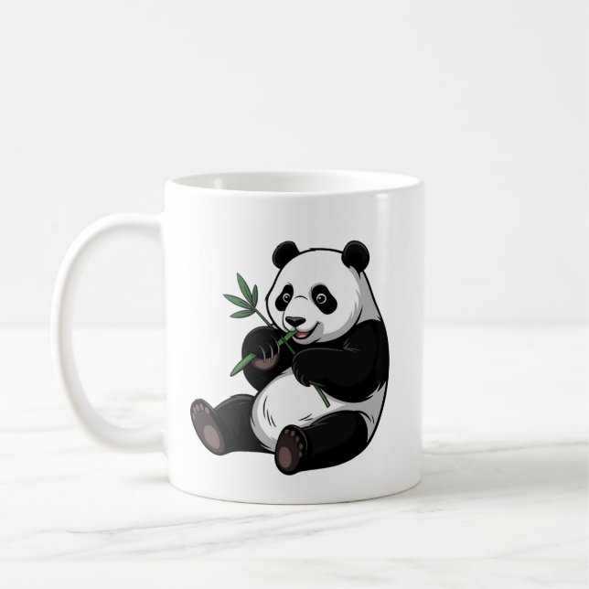 Caneca De Café Urso Panda Fofo da Moda Com Bambu Verde (Esquerda)