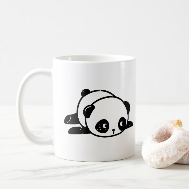 Caneca De Café Urso Panda Preguiçoso Não Pode Adultar Mug (Com Donut)