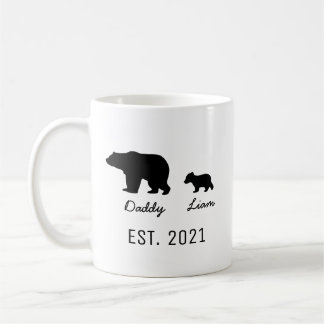 Caneca De Café Urso Papa Personalizado e Urso Bebê