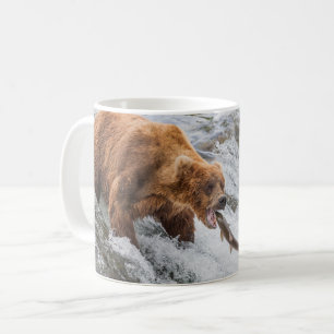 Caneca De Café Urso Pardo Pega Salmão Vermelho