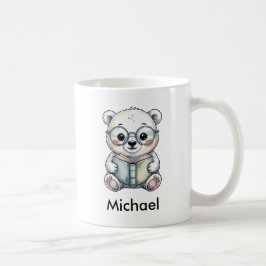 Caneca De Café Urso Polar Bebê Fofo Lendo um Livro