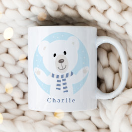 Caneca De Café Urso Polar Bonito com Natal Azul