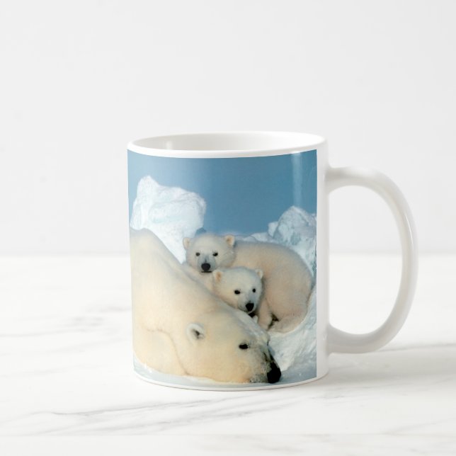 Caneca De Café Urso polar & Cubs por Steve Amstrup (Direita)