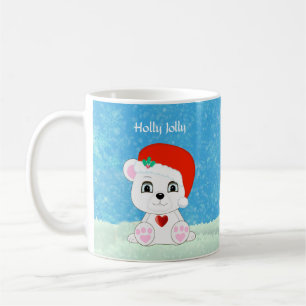 Caneca De Café Urso Polar de Natal Fofo & Boneco de Neve