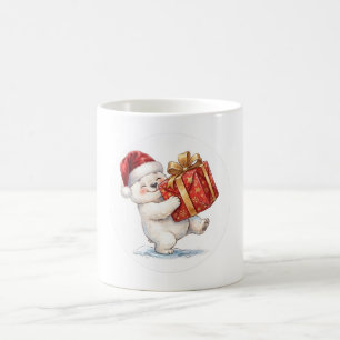 Caneca De Café Urso Polar de Natal Fofo com Enfeite de Presente