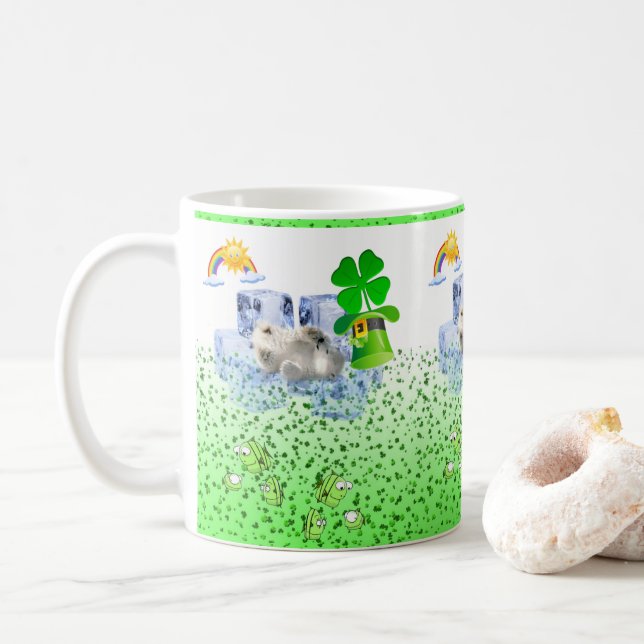 Caneca De Café Urso Polar de São Patrício (Com Donut)