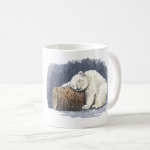 Caneca De Café Urso polar dormindo, arte aquarela