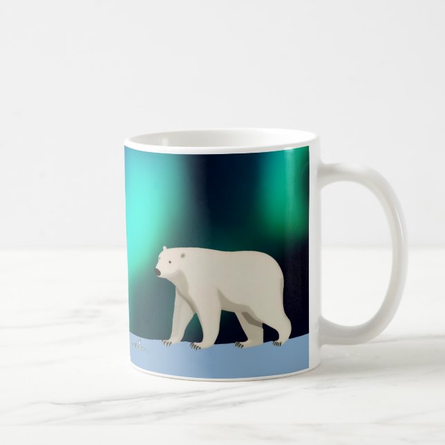 Caneca De Café Urso Polar e Luzes do Norte (Direita)