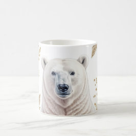 Caneca De Café Urso Polar Elegante com Acentos Florais