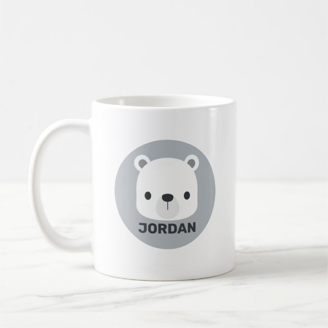 Caneca De Café Urso Polar Fofo com Nome Personalizado (Esquerda)