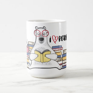Caneca De Café Urso Polar Lendo Livro