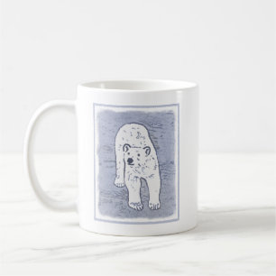 Caneca De Café Urso Polar na Pintura do Gelo - Arte Original da V