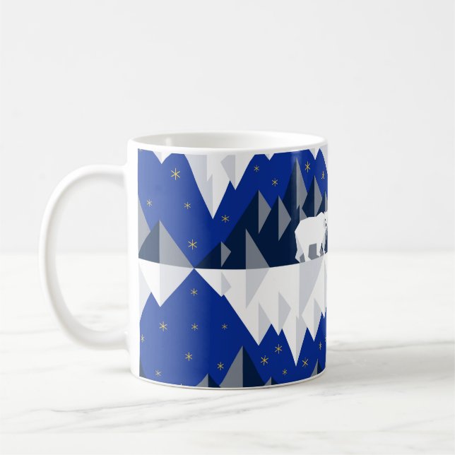 Caneca De Café Urso Polar no Padrão Iceberg Sem Olhos. (Esquerda)