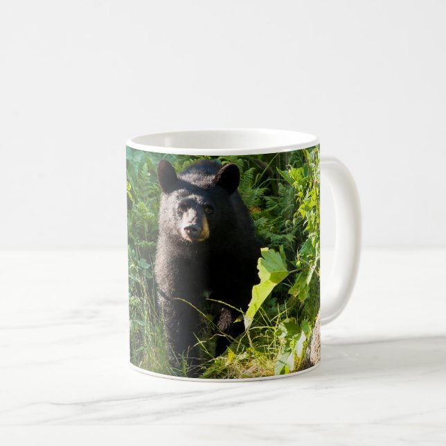 Caneca De Café Urso Preto Curioso (Frente Esquerda)