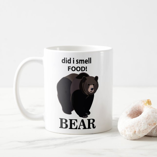 Caneca De Café Urso Será que eu cheirei comida Urso engraçado (Com Donut)