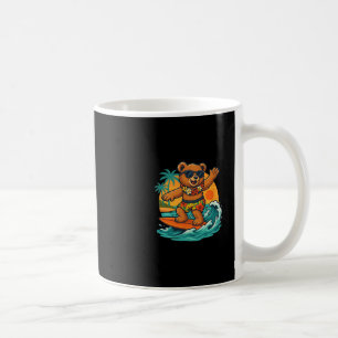Caneca De Café Urso Surfando na Temporada de Verão para Amantes d