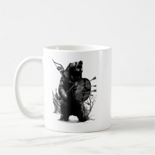 Caneca De Café Urso Viking com Machado e Escudo