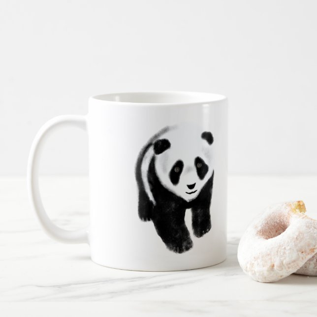 Caneca De Café Ursos de panda pequena distorcido bonitos (Com Donut)