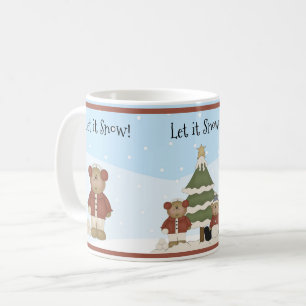 Caneca De Café Ursos de Teddy de Natal, Papais noeis e boneco de