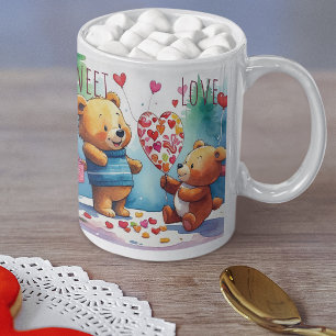 Caneca De Café Ursos de Teddy namorados Compartilhando Cardíacos