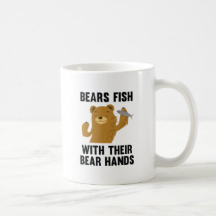 Caneca De Café Ursos Peixes Com As Mãos Do Urso