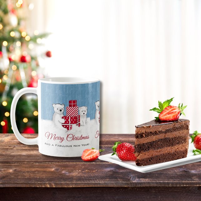 Caneca De Café Ursos Polares Adoráveis com Presentes de Natal Ver (Criador carregado)