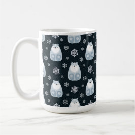 CANECA DE CAFÉ URSOS POLARES DE FÉRIAS DE INVERNO AZUL E BRANCO