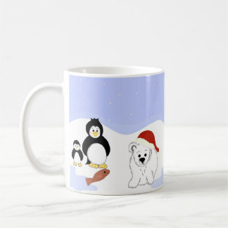 Caneca De Café Ursos Polares e Pinguins