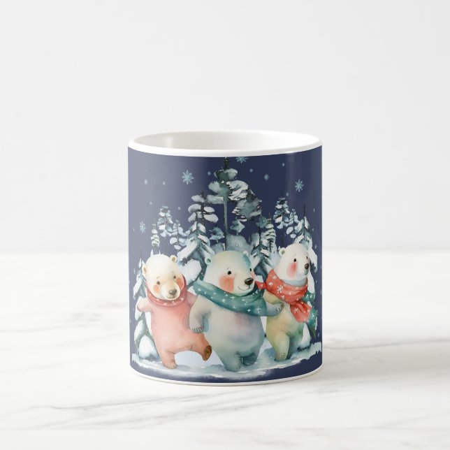 Caneca De Café Ursos Polares Em Aquarela Fofos (Centro)