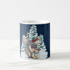 Caneca De Café Ursos Polares em Aquarela Fofos