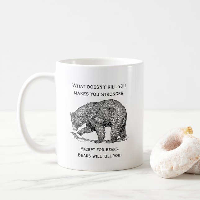 Caneca De Café Ursos Vão Te Matar Engraçado (Com Donut)