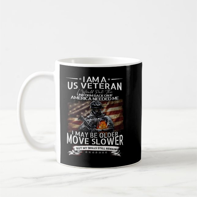 Caneca De Café US Flag Old Veteran Day Colocar Uniforme De Volta  (Esquerda)