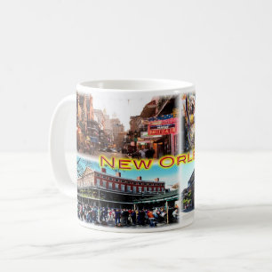 Caneca De Café US New Orleans - Bourbon Street - Mardi Gras -