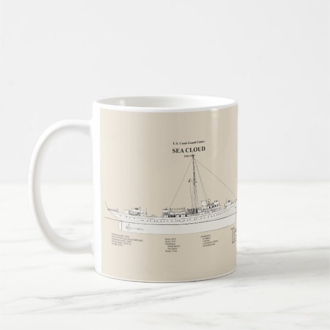 Caneca De Café USCG Cutter Sea Cloud wpg-284 - SBD (Esquerda)