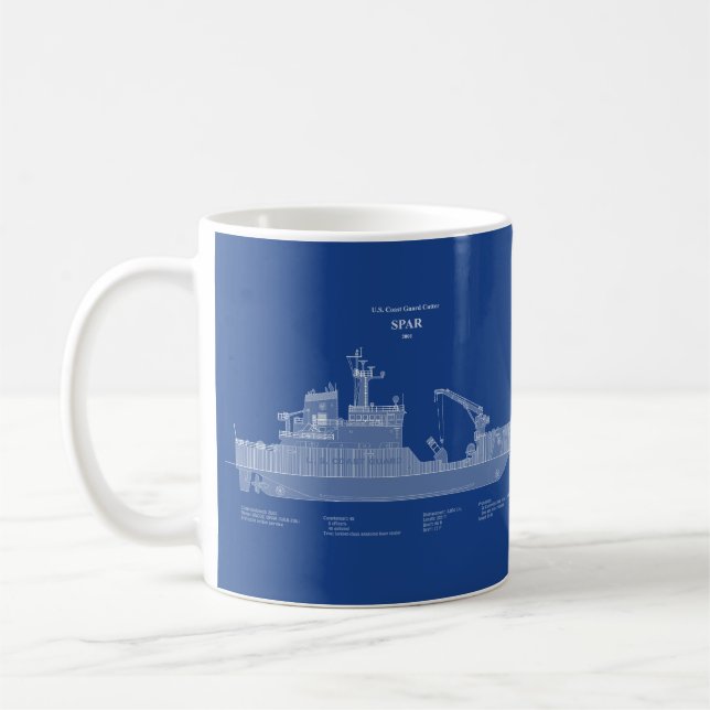 Caneca De Café USCG Cutter Spar wlb-206 - ABD (Esquerda)