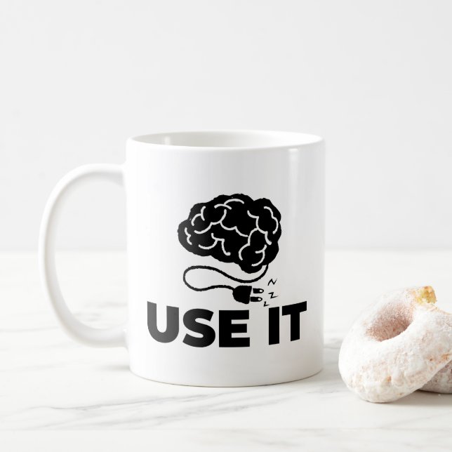 Caneca De Café Use-o - Design do cérebro (Com Donut)