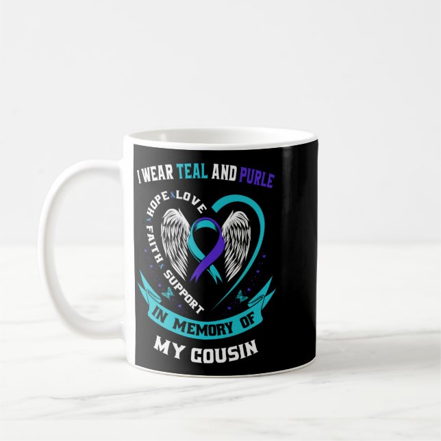 Caneca De Café Use Verde-azulado E Roxo Para Conscientização Sobr (Esquerda)