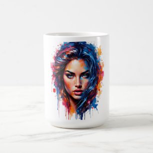 Caneca De Café Uso cromático - Retrato de Neon Splash
