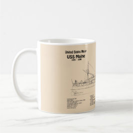 Caneca De Café USS Maine - Planos de Impressão Blueprint de Entre