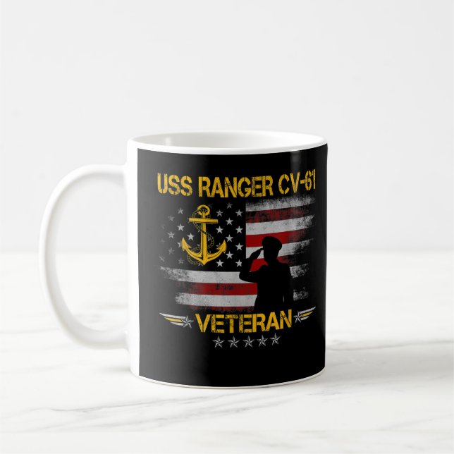 Caneca De Café USS Ranger CV-61 Transportadora de Aeronaves Veter (Esquerda)