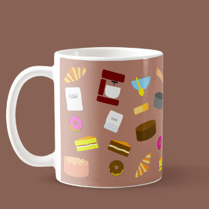 Caneca De Café Utensílios e Bolos de Culinária Coloridos e Fofos